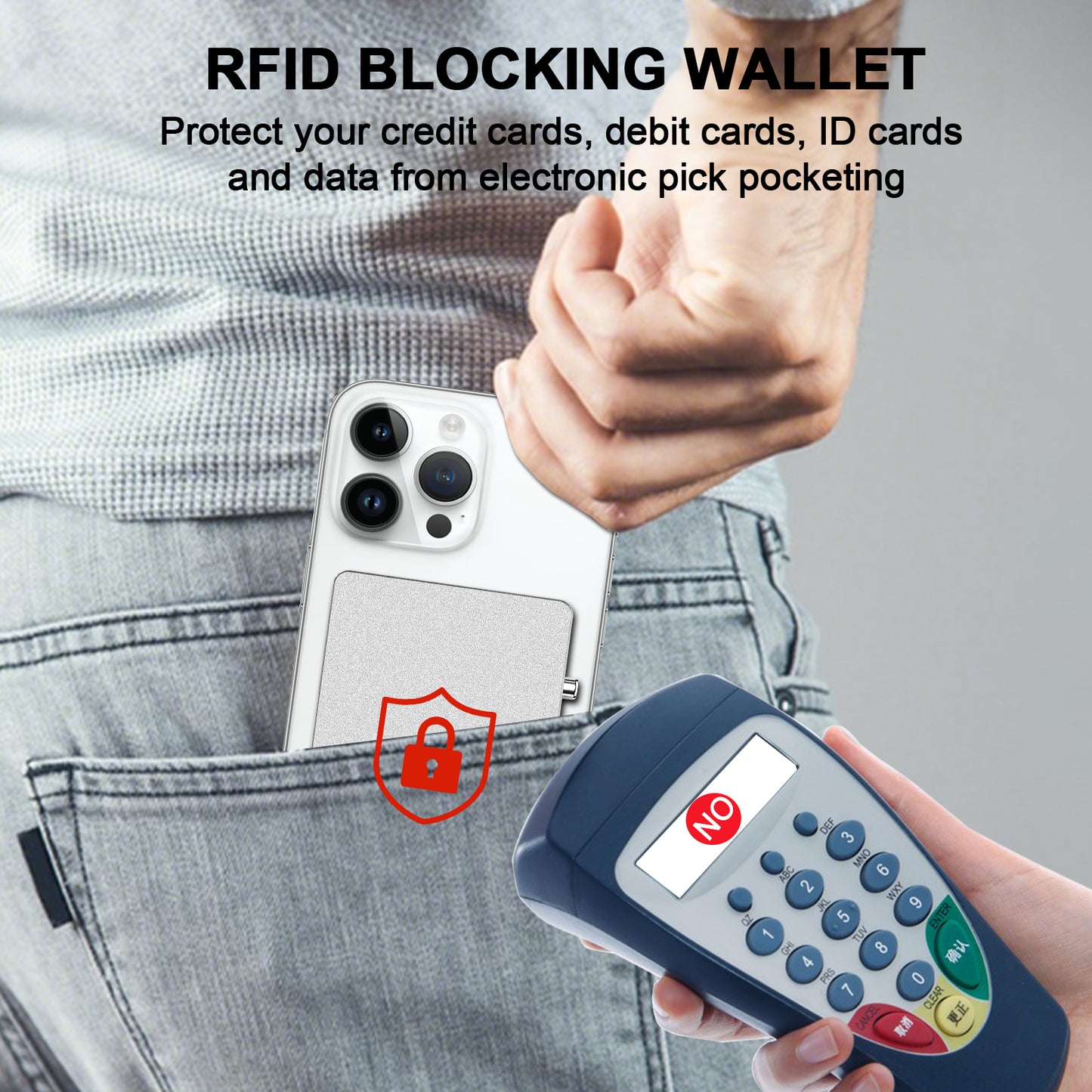 Cartera minimalista con bloqueo RFID y tarjetero delgado para Magsafe con soporte ajustable, billetera magnética emergente de metal para hombre TOYFID