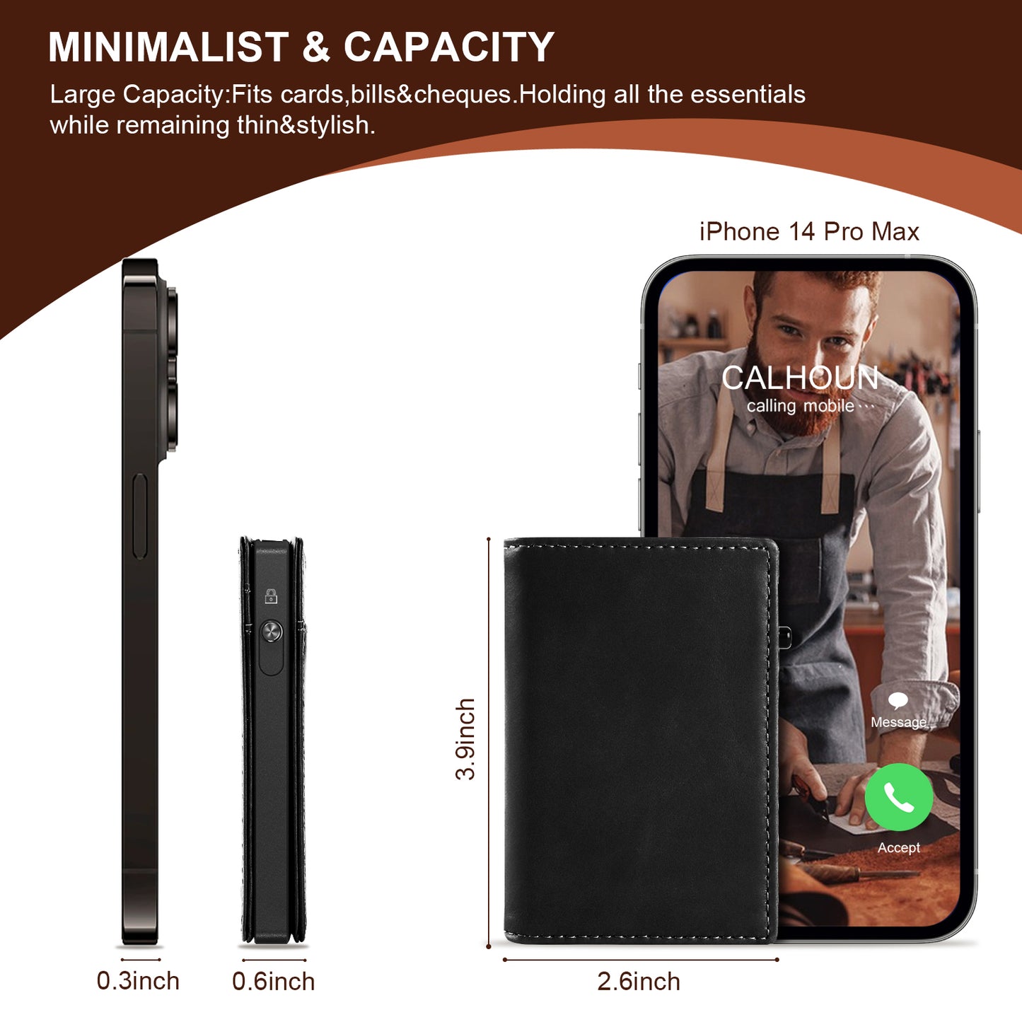 TOYFID Aluminum Alloy Wallet With Genuine Leather Cover Men's Billfolds