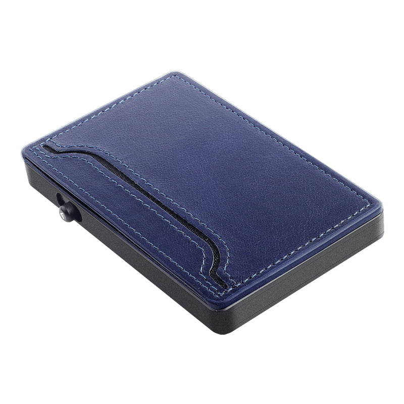 Cartera TOYFID con funda de piel sintética, tarjetero desplegable de aleación de aluminio