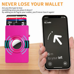 TOYFID All-Aluminum Pop Up Slide Rfid Slim Card Holder Wallet With Airtag Holder