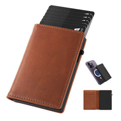 Aluminum Alloy Wallet With Genuine Leather Cover