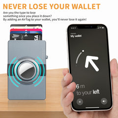 TOYFID All-Aluminum Pop Up Slide Rfid Slim Card Holder Wallet With Airtag Holder