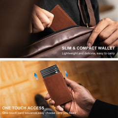 Aluminum Alloy Wallet With Genuine Leather Cover