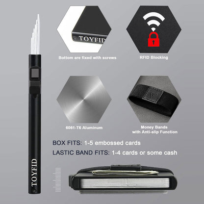 RFID Card Holder Pop Up Minimalist Wallet for Men Women RFID Blocking Protection Metal Aluminum Slim Credit Card Case