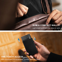 Aluminum Alloy Wallet With Genuine Leather Cover