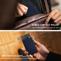 Aluminum Alloy Wallet With Genuine Leather Cover