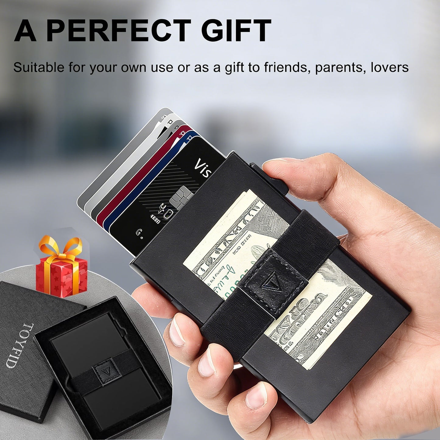 RFID Card Holder Pop Up Minimalist Wallet for Men Women RFID Blocking Protection Metal Aluminum Slim Credit Card Case