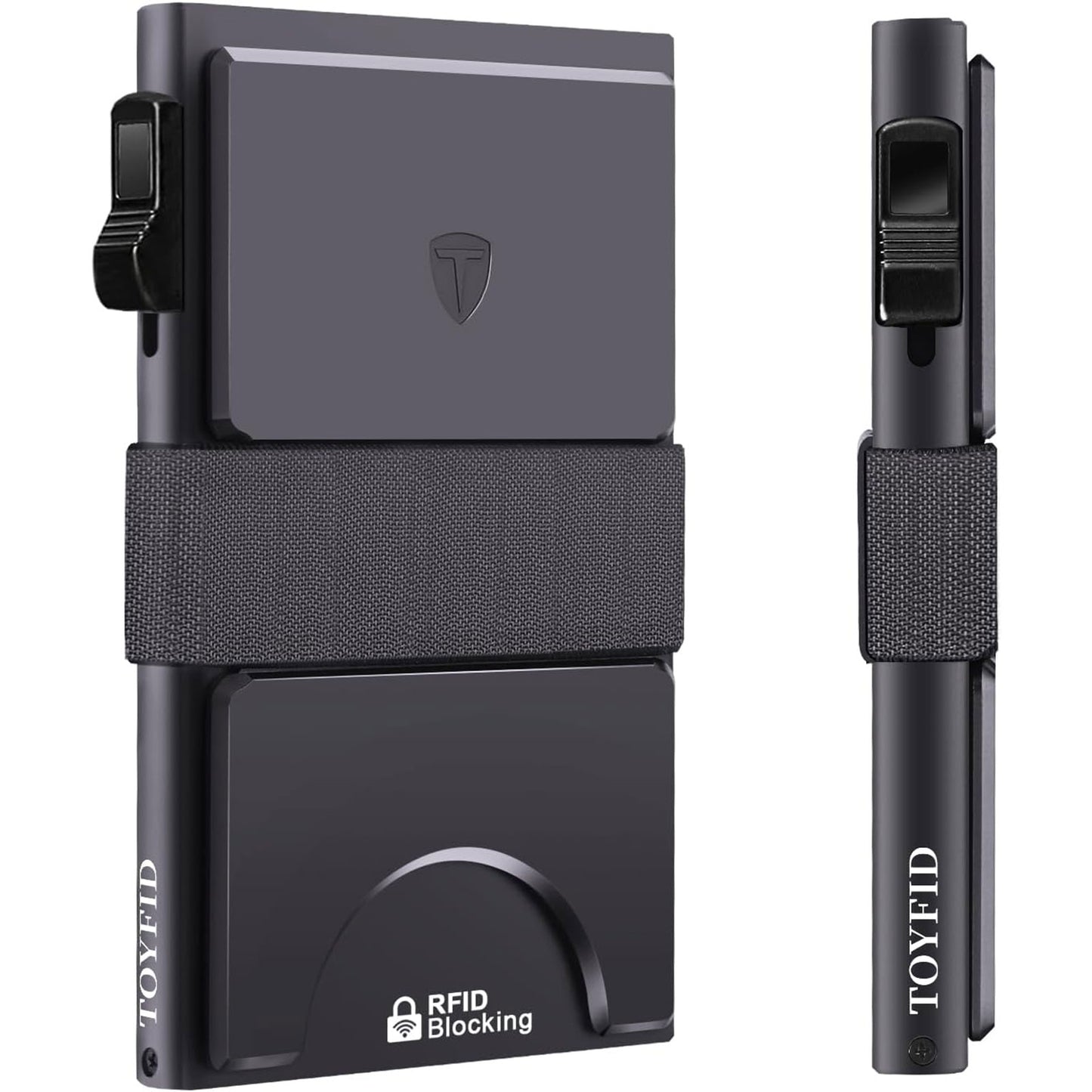 メンズ スリムウォレット、ミニマリスト ポップアップ式 メタル RFIDブロック メンズ財布 拡張可能バックプレート＆キャッシュバンド付き