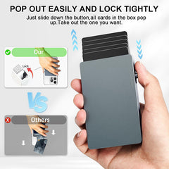 TOYFID All-Aluminum Pop Up Slide Rfid Slim Basic Card Holder Wallet