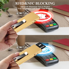 Clip Wallet Pop Up Slide With Money clip,All Aluminum Rfid Slim Card Holder