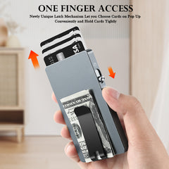 Clip Wallet Pop Up Slide With Money clip,All Aluminum Rfid Slim Card Holder