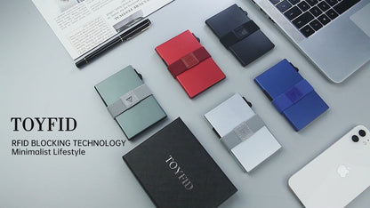 RFID Card Holder Pop Up Minimalist Wallet for Men Women RFID Blocking Protection Metal Aluminum Slim Credit Card Case